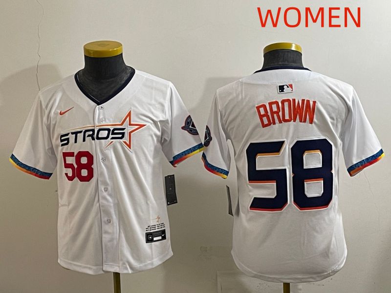 Women Houston Astros #58 Brown White Fourth generation Joint Name 2025 Nike MLB Jersey style 5